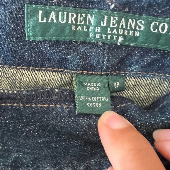 Vintage Ralph Lauren Jeans Co Dark Denim Gold Button Pencil Skirt Womens 8P - Picture 9 of 11